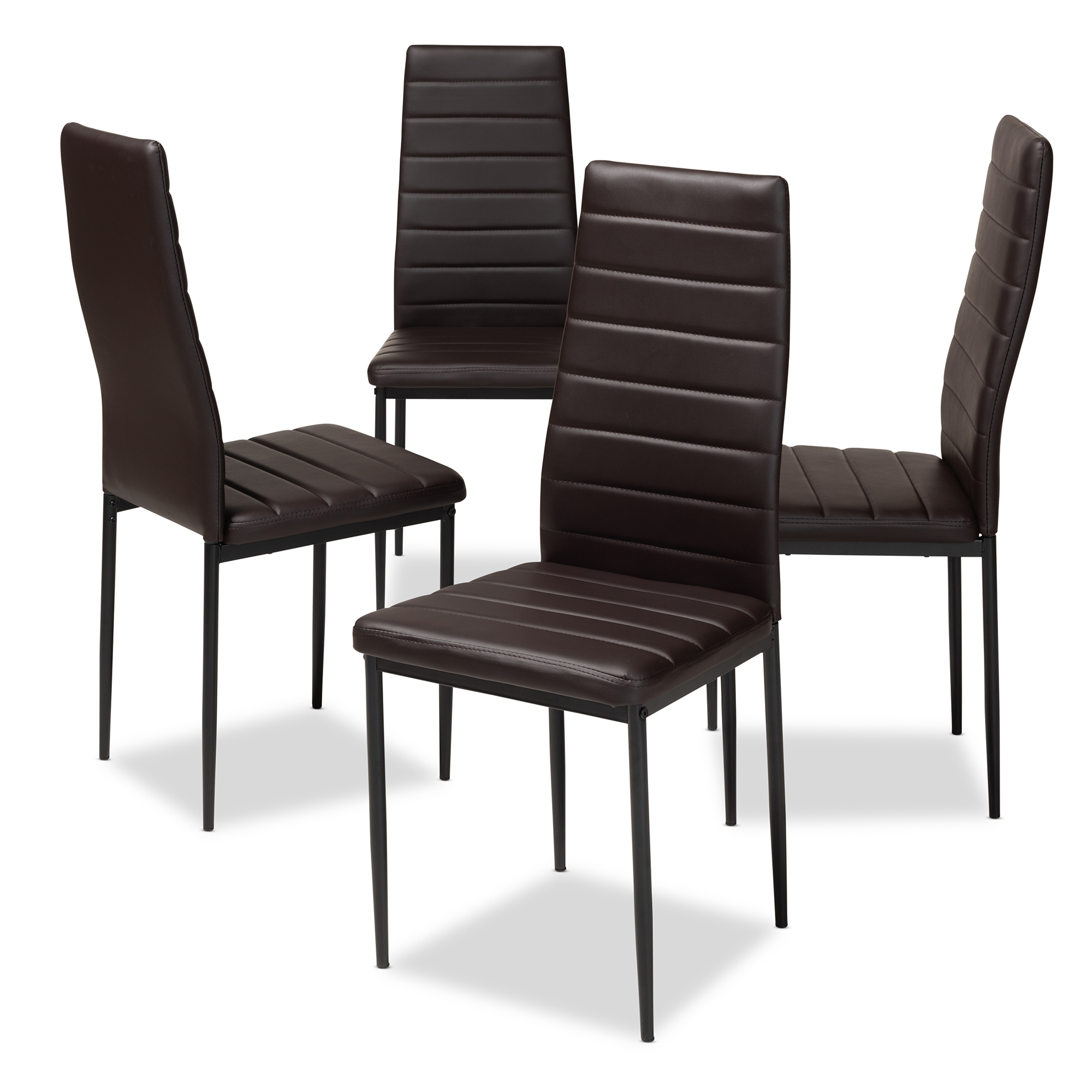 Baxton Studio Armand Modern and Contemporary Brown Faux Leather Upholstered Dining Chair (Set of 4)